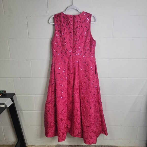 Sachin & Babi Ashley Brocade Midi Dress Pink Glitter Pockets Lined Prom Formal - Picture 5 of 16